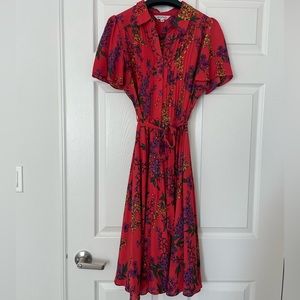 Nanette Lepore Floral Tie-Wait Midi Dress